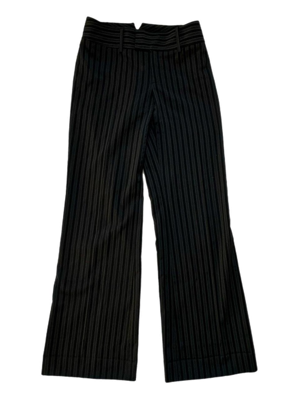 Nine West Black Pinstripe Wide-Leg Trousers